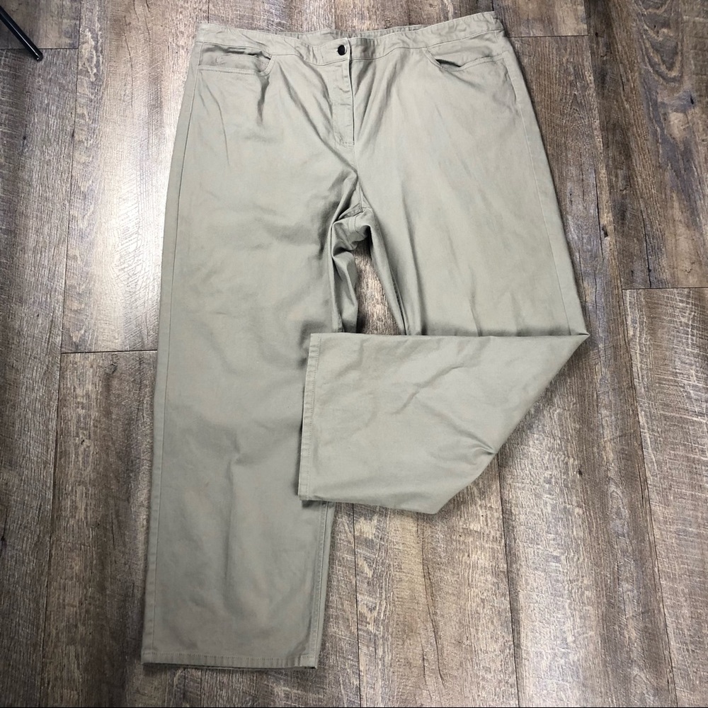 Eileen Fisher gray green high waisted straight leg pants